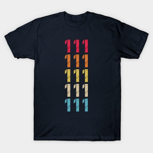Repeating Numbers Three 111 Retro Vintage Distressed T-Shirt by Inspire Enclave